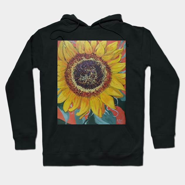 Sunflower painting in acrylics Hoodie by thryngreen